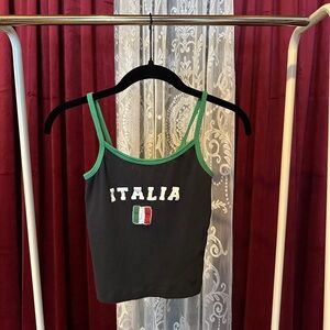 Urban Outfitters Black Camisole with Green Trim and Italia Patch
